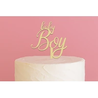 Baby Boy -  Wood Look Acrylic Cake Topper