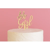 Baby Girl-  Wood Look Acrylic Cake Topper