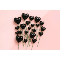 Black Gloss Heart Toppers 20pcs Iconic Cake Art