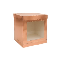 12 X 12 Inch Tall Scalloped Cake Box - Rose Gold Iconic Cake Art