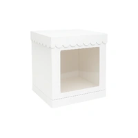 12 X 12 Inch Tall Scalloped Cake Box - White Iconic Cake Art
