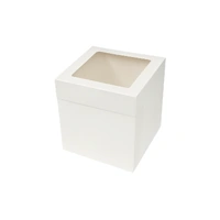 12 X 12 Inch Tall Cherry Lock Cake Box - White Iconic Cake Art