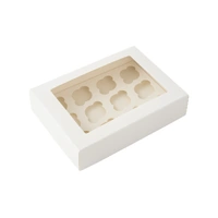 Mini 12 Holds White Cupcake Box With White Base