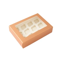 12 Holds Rose Gold Cupcake Box With White Base