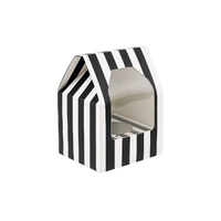 1 Single Black And White Stripe Cupcake Box With White Base