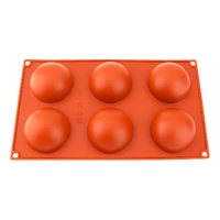 6 Cavity - Hemisphere 70mm - Chocolate Silicone Mould- D-002