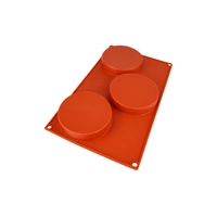 3 Cavity - Flat Disc Cake Tray Round Silicone Chocolate Mold- D-042