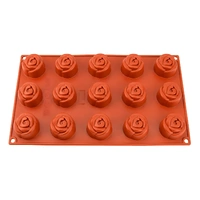 15 Cavity - Rose Silicone Chocolate Dome Mold Flexible Baking Mould - D-074