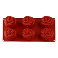 6 Cavity - Large Rose Silicone Mold - Silicone Bakeware - D-077