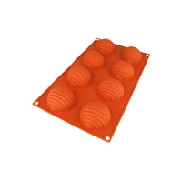 8 Cavity - Grooved Hemishpere Shaped Silicone Chocolate Mold D-118