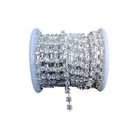 4mm Silver Single Row Spaced Diamante Rhinestone Chain