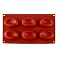 6 Cavity - Oval Cookie Flexible Silicone Mold - G-041