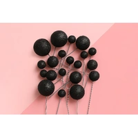Glitter Black Ball Topper 20Pcs