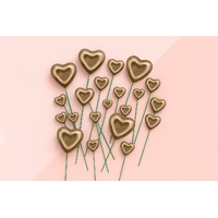 Gold Metallic Heart Toppers 20pcs