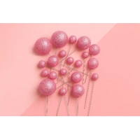 Glitter Pink Ball Topper 20Pcs