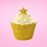 Gold Glitter Cake Wraps - Cake Decorating Tools - Pack Of 12 Wraps.