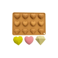 Gem Heart and Diamond Silicone Mould Iconic Cake Art
