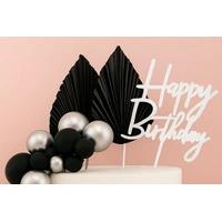 Black and Silver Birthday Topper Set Iconic Cake Art
