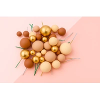 32PCS Earth Tone Gold Ball Topper Set Iconic Cake Art