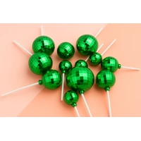 12PCS Green Disco Ball Topper Set Iconic Cake Art