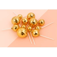 12PCS Gold Disco Ball Topper Set Iconic Cake Art