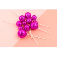 12PCS Pink Disco Ball Topper Set Iconic Cake Art