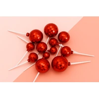 12PCS Red Disco Ball Topper Set Iconic Cake Art