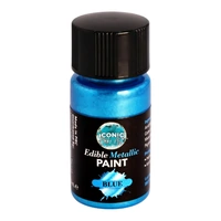 Blue Metallic Edible Paint with Brush - Iconic Cake Art