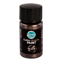 Black Metallic Edible Paint with Brush - Iconic Cake Art