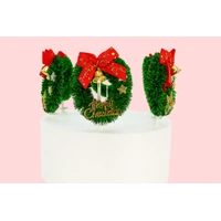 6PCS Christmas Wreath Toppers Iconic Cake Art