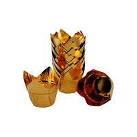 25 Pack Gold Foil Tulip Baking Cups Iconic Cake Art
