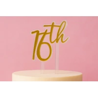 Gold 16th Birthday Topper Iconic Cake Art