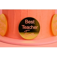 6 PCS Gold Best Teacher Toppers Iconic Cake Art