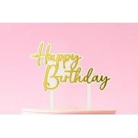 Gold Happy Birthday Topper Iconic Cake Art