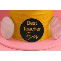 6 PCS Silver Best Teacher Toppers Iconic Cake Art