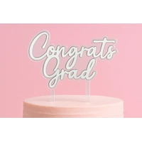 Silver Congrats Grad Topper Iconic Cake Art