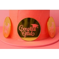 6 PCS Silver Congrats Grad Toppers Iconic Cake Art