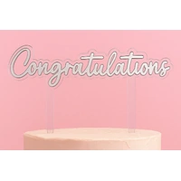 Silver Congratulations Topper Iconic Cake Art