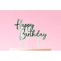 Silver Happy Birthday Topper Iconic Cake Art