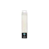 Tall Pearl White Spiral Candles 12cm - 12pc Iconic Cake Art