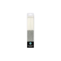 Silver Glitter Dip Candles 15cm - 12pc Iconic Cake Art