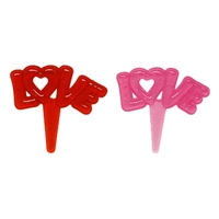 Fancy Love Script - Red & Pink - Cupcake Picks - 8 Pieces