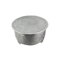 Round Silver 10 Hand Crafted Plateau Style Cake Stand: Single