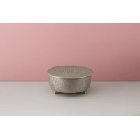 Round Silver 10 Hand Crafted Plateau Style Cake Stand: Single