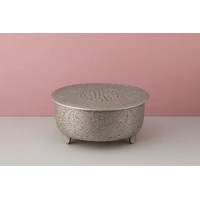 Round Silver 18 Hand Crafted Plateau Style Cake Stand: Single