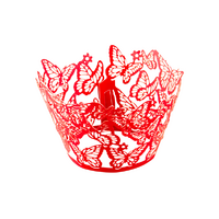 Butterfly Cake Wraps - Red - Cake Decorating Tools - Pack Of 12 Wraps.