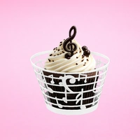 Musical Note Cake Wraps - White - Cake Decorating Tools - Pack Of 12 Wraps.