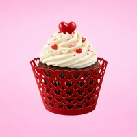 Heart Design Cupcake Wrappers - Red - 12 Pack