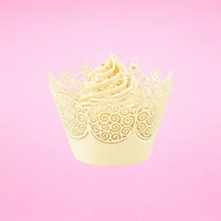 Light Gold Ornament Cupcake Wraps - Cake Decorating Tools - 12 Pack