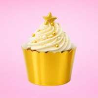25 Pieces Gold Scalloped Foil Baking Cups - Muffin Cupcake Cases 